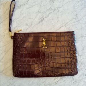 YSL Large burgundy clutch and IPad case